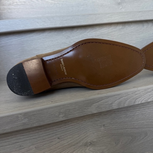 BRAND NEW IN BOX Saint Laurent Tan Suede Boots SUEDE SOHO Mid heel leather - Picture 7 of 14